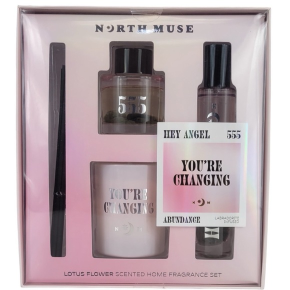 New North Muse Hey Angel 555 Infused Candle Reed Diffuser Room Spray Set - Picture 1 of 3